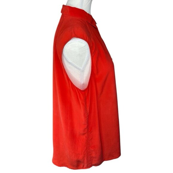 Everlane Women's Red The Washable Silk Relaxed Designer Sleeveless Shirt L/C42 - Picture 2 of 11